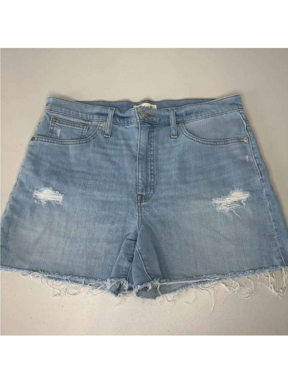 Madewell Blue‎ Jean Shorts Size 31 Distressed Raw Hem